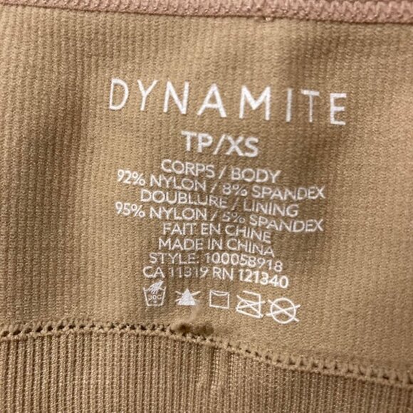 Dynamite Tan Beige Marina Ribbed Bralette Cropped Cami Tank Top - Picture 5 of 5